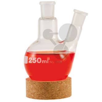 Kolba okrągłodenna z dwoma szyjami, NS 19/26, Boro 3.3, 500 ml